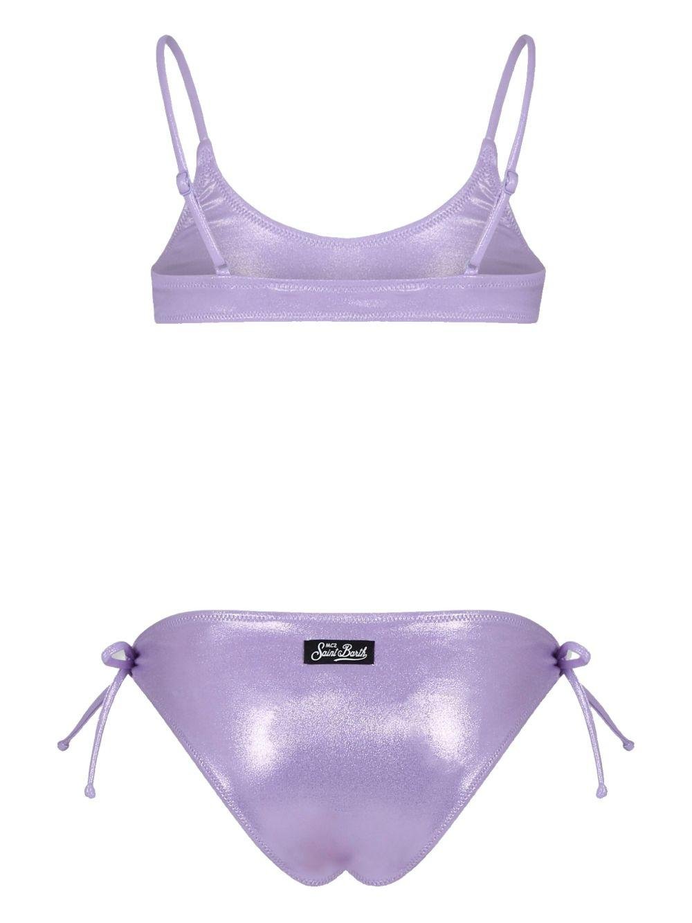 Bikini per bambina MC2 Saint Barth Kids Paloma lilla con decorazione strass - Rubino Kids