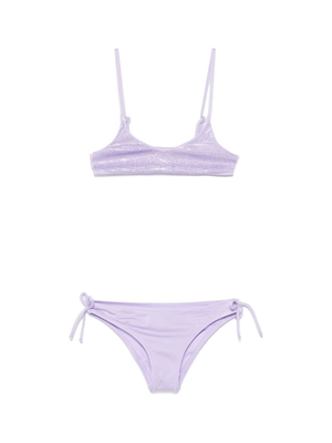 Bikini per bambina MC2 Saint Barth Kids Paloma lilla con decorazione strass