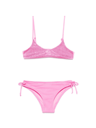 Bikini per bambina MC2 Saint Barth Kids Paloma rosa con dettagli glitter - Rubino Kids