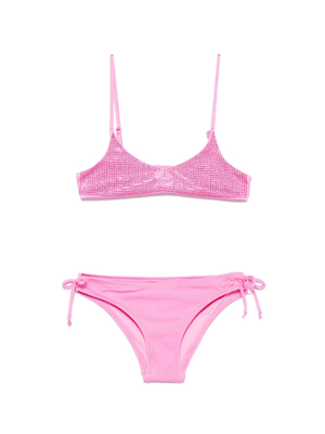 Bikini per bambina MC2 Saint Barth Kids Paloma rosa con dettagli glitter