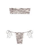 Bikini per donna MC2 Saint Barth Marielle beige con stampa zebrata - Rubino Kids