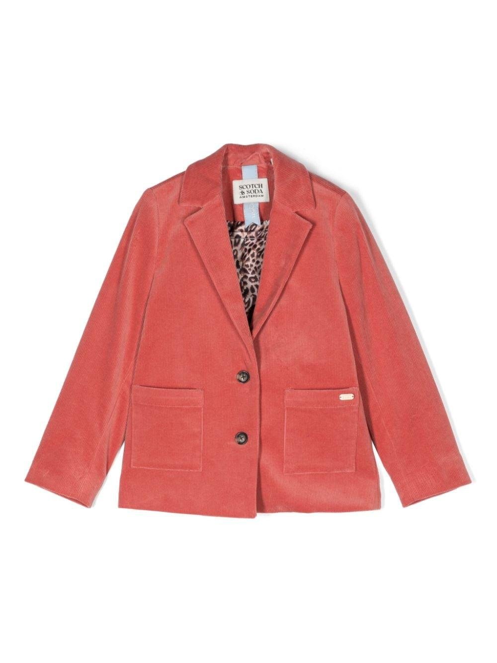 Blazer a coste per bambina Scotch & Soda rosa con chiusura frontale con abbottonatura - Rubino Kids