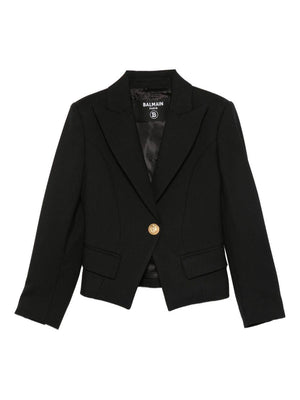 Balmain Kids black short blazer for girls with buttons