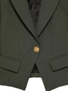 Blazer corto per bambina Balmain Kids verde con bottone singolo - Rubino Kids