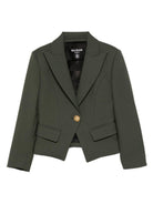 Blazer corto per bambina Balmain Kids verde con bottone singolo - Rubino Kids