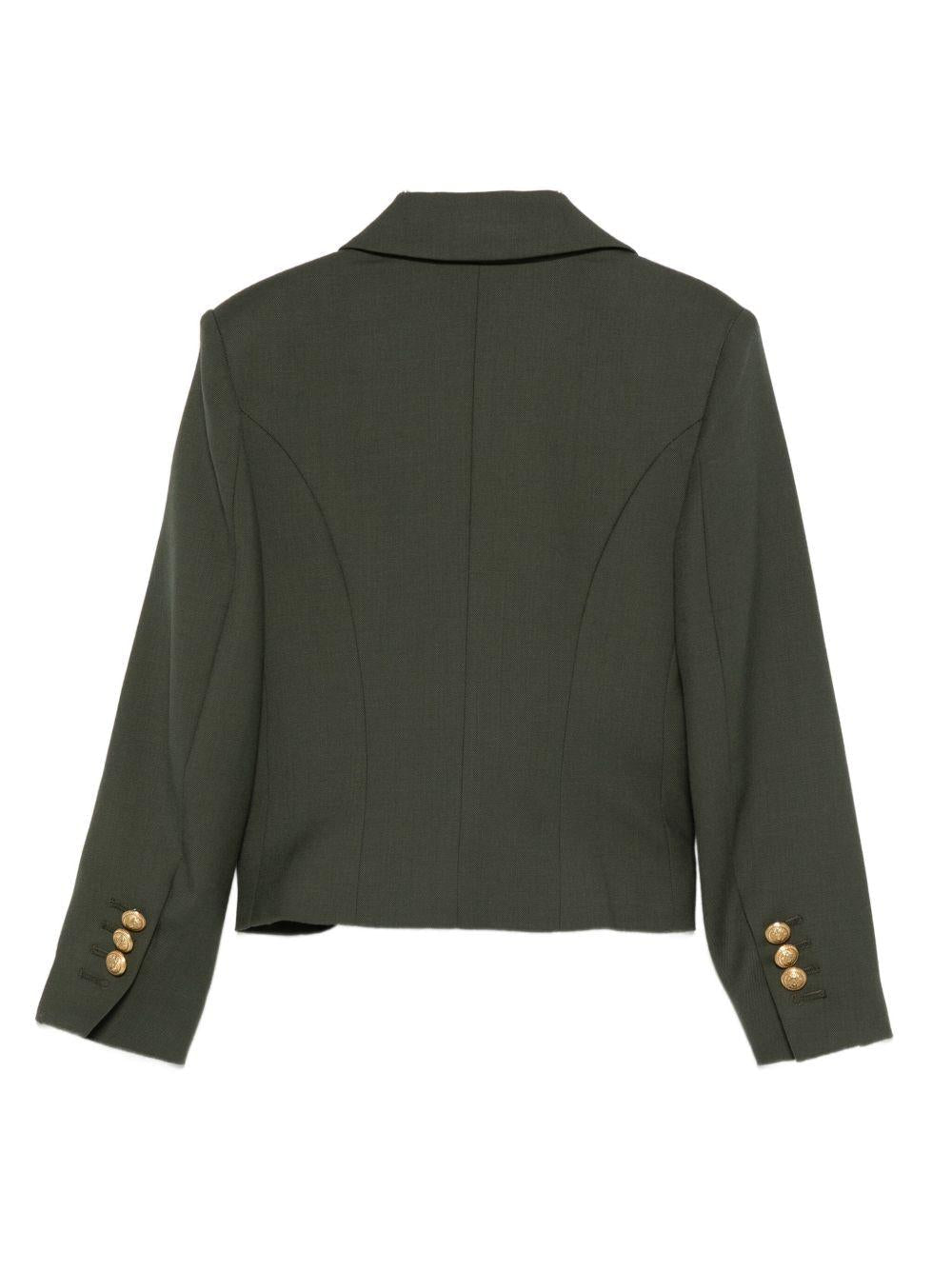 Blazer corto per bambina Balmain Kids verde con bottone singolo - Rubino Kids