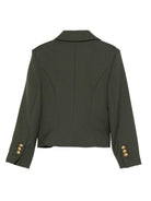 Blazer corto per bambina Balmain Kids verde con bottone singolo - Rubino Kids