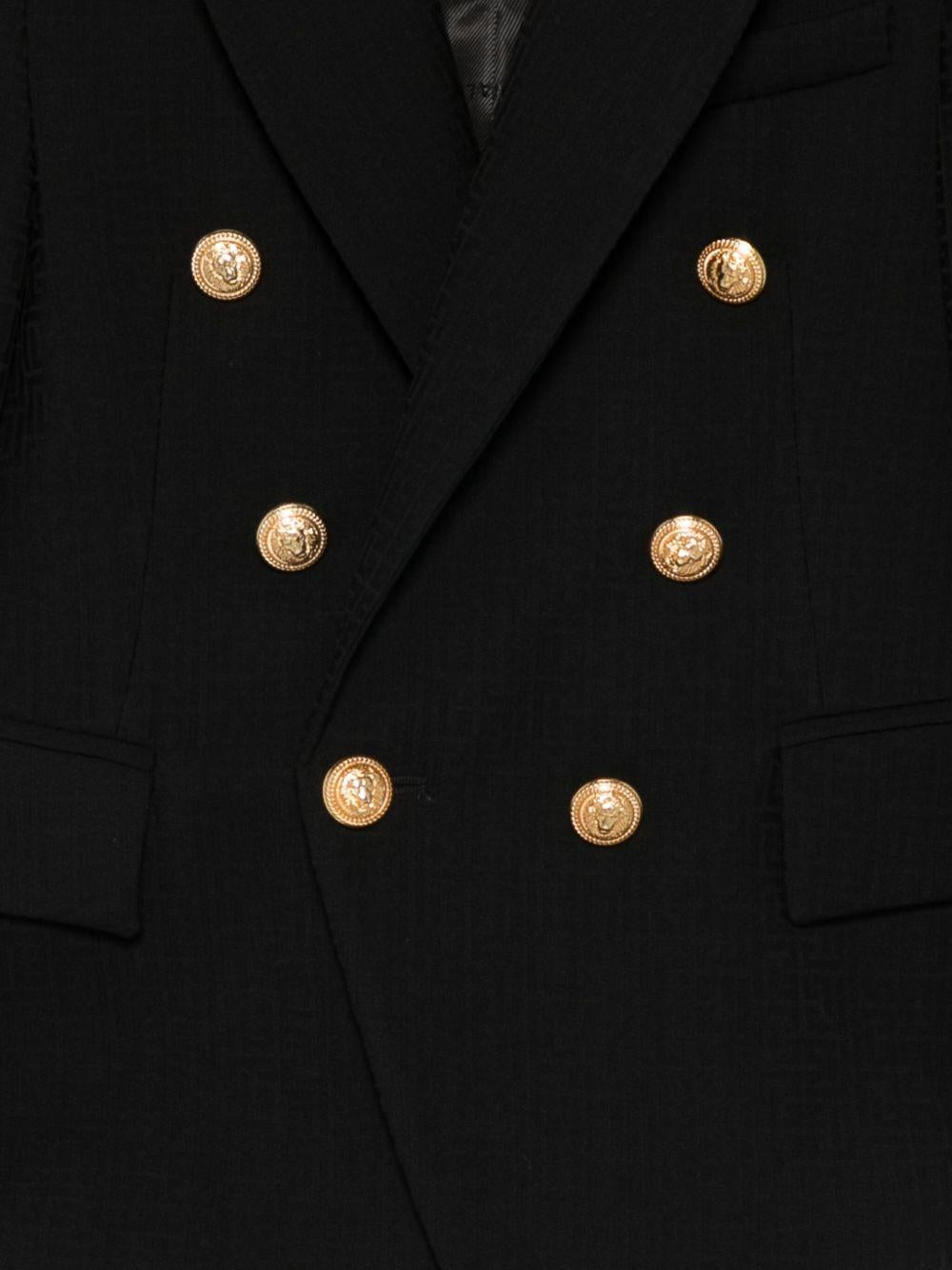 Blazer doppiopetto per bambino Balmain Kids nero con revers a lancia - Rubino Kids