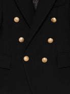 Blazer doppiopetto per bambino Balmain Kids nero con revers a lancia - Rubino Kids