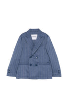 Blazer doppiopetto per bambino DONDUP Kids blu con motivo gessato - Rubino Kids