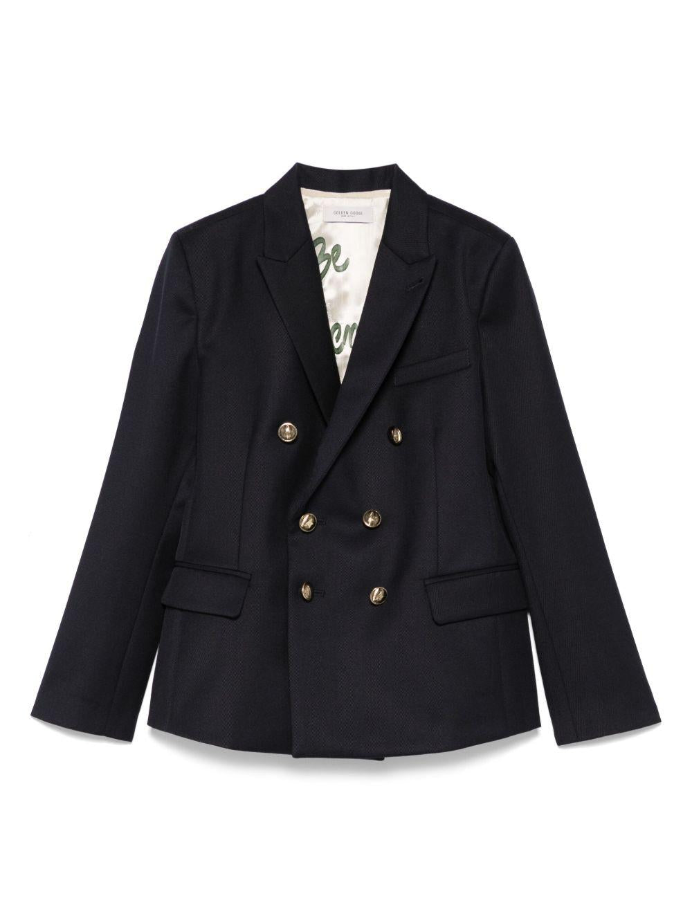 Blazer doppiopetto per bambino Golden Goose Kids blu con polsini con bottini - Rubino Kids