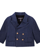Blazer doppiopetto per neonato Balmain Kids blu con revers classici - Rubino Kids