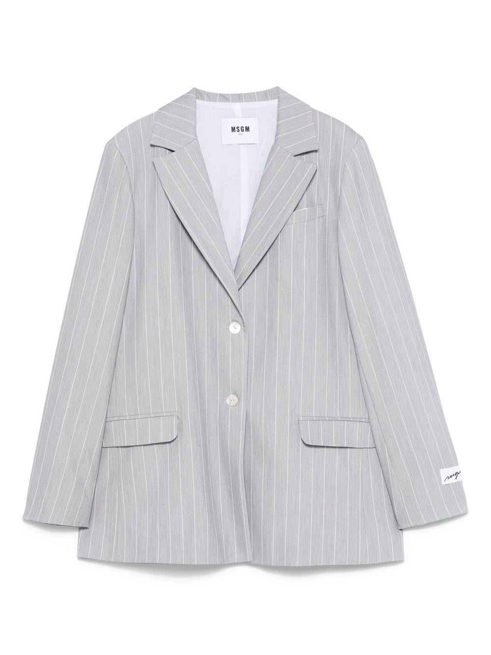 Blazer gessato per bambina MSGM Kids grigio con spacco centrale sul retro - Rubino Kids
