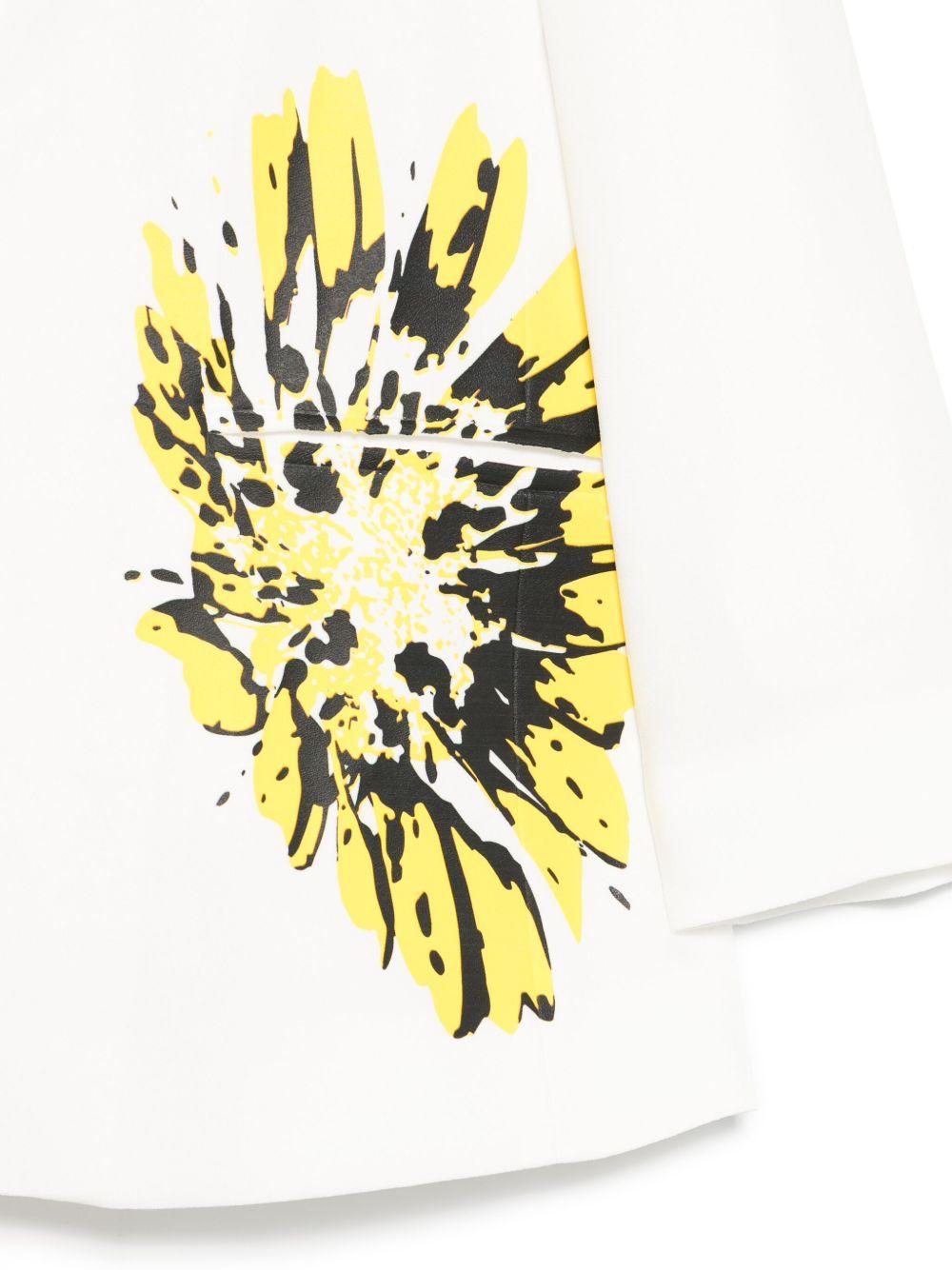 Blazer in crêpe per bambina MSGM Kids bianco con stampa a fiori - Rubino Kids