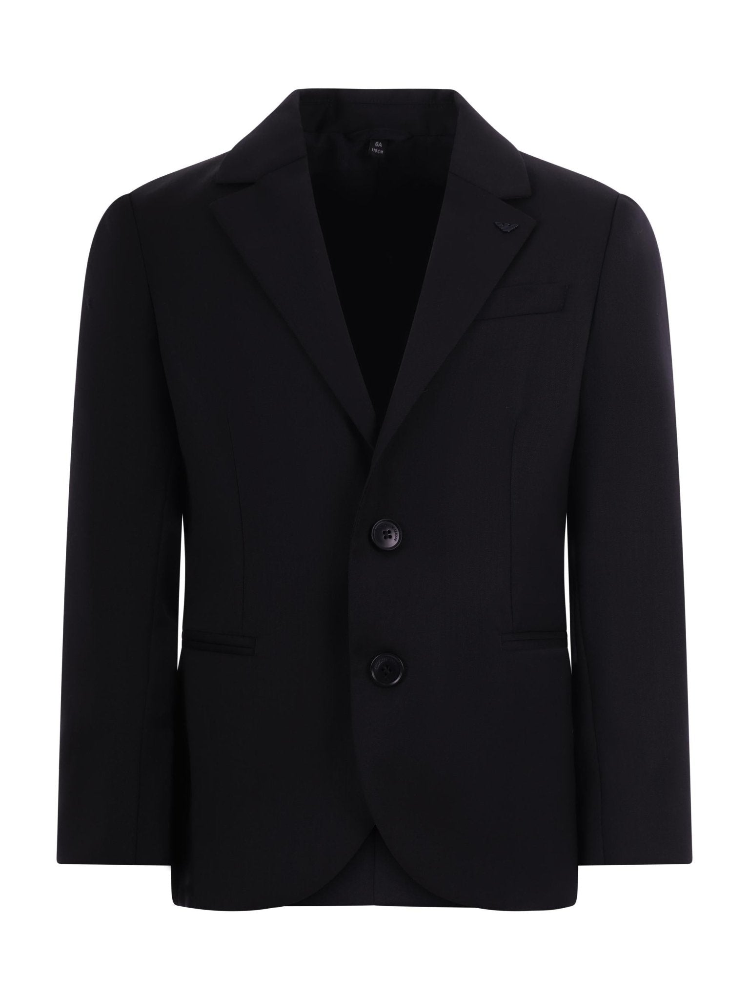 Blazer monopetto Emporio Armani Kids nero con revers classici - Rubino Kids