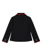 Blazer monopetto per bambina Dolce & Gabbana Kids blu con bordo a contrasto - Rubino Kids
