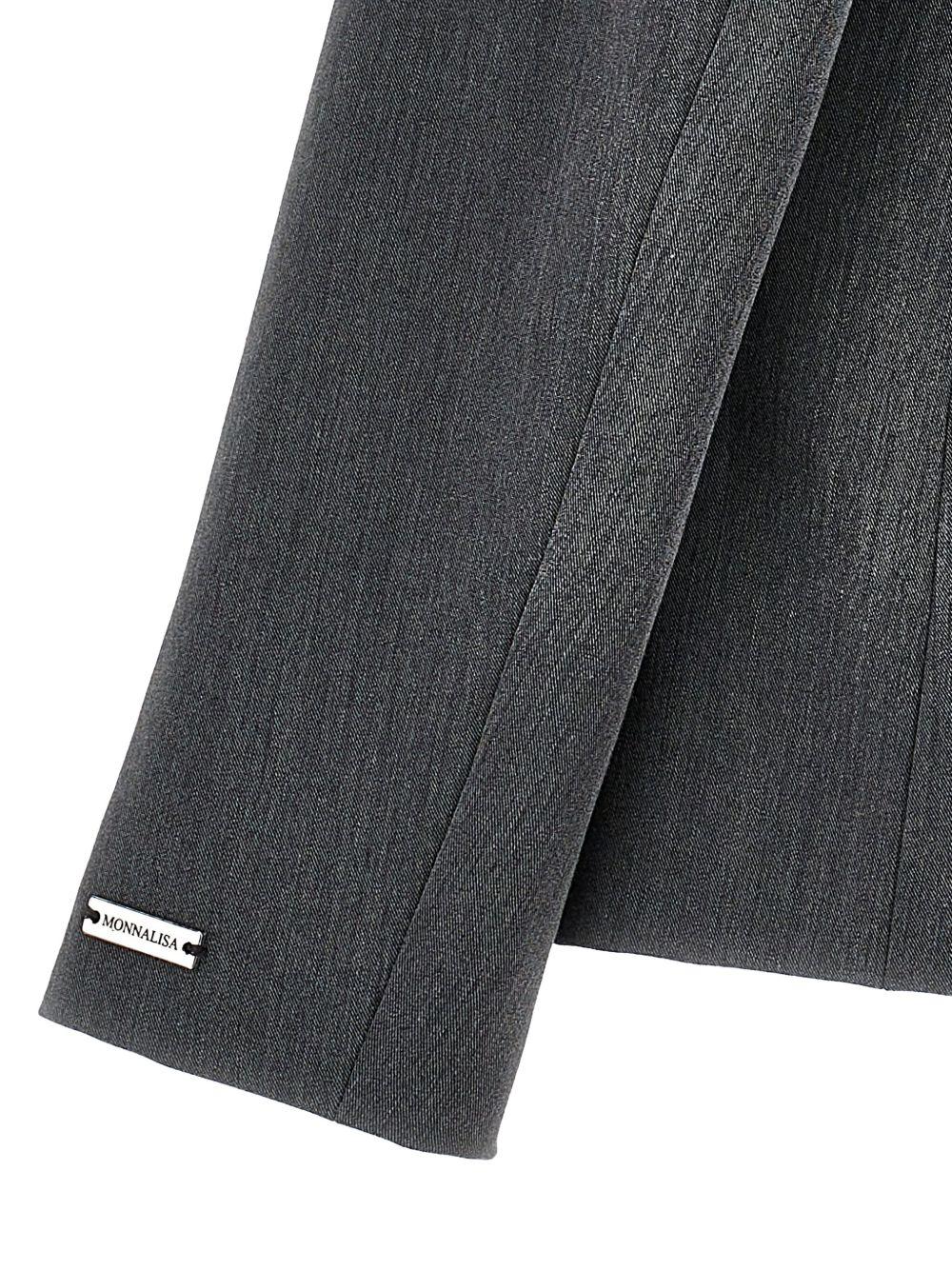 Blazer monopetto per bambina Monnalisa grigio con due tasche a filetto laterali - Rubino Kids