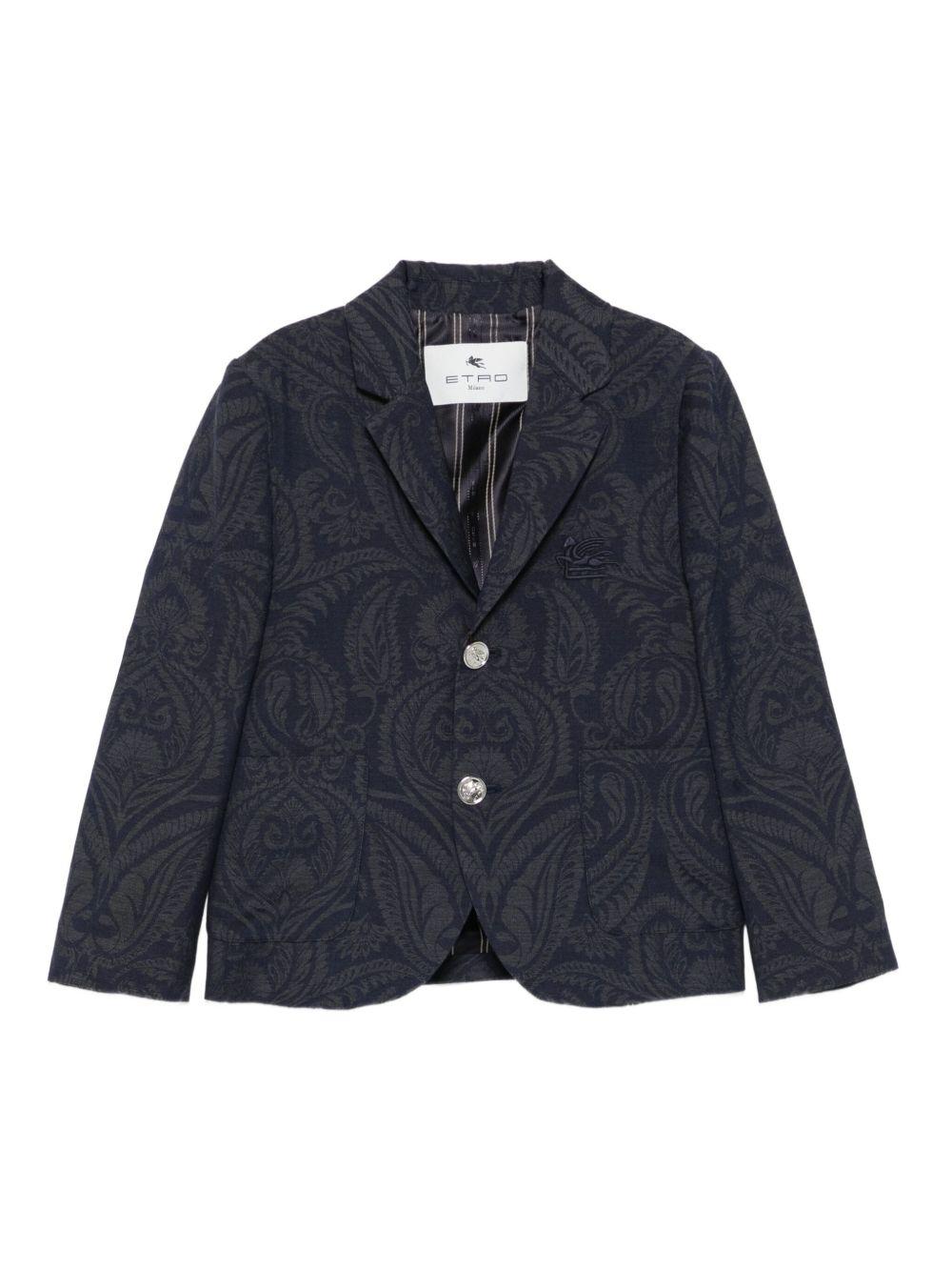 Blazer per bambina Etro Kids blu con motivo paisley - Rubino Kids