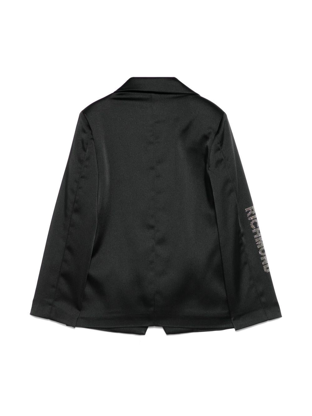 Blazer per bambina John Richmond Junior nero con logo di strass - Rubino Kids