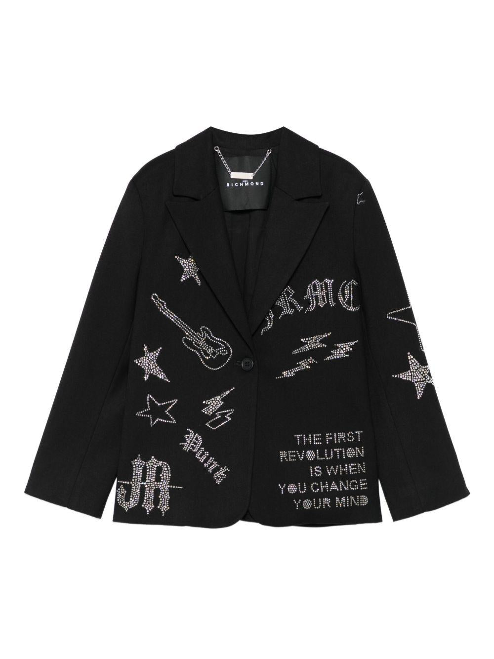 Blazer per bambina John Richmond Junior nero con strass - Rubino Kids