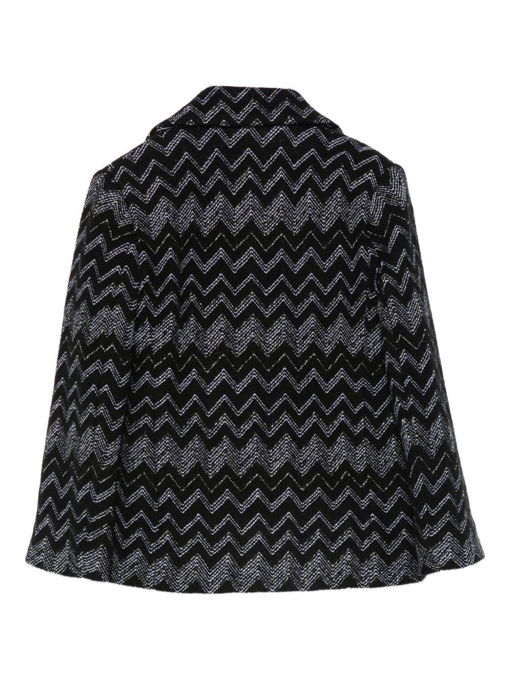 Blazer per bambina Missoni Kids nero doppiopetto con motivo zig zag - Rubino Kids
