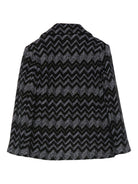 Blazer per bambina Missoni Kids nero doppiopetto con motivo zig zag - Rubino Kids
