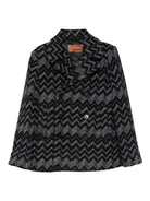 Blazer per bambina Missoni Kids nero doppiopetto con motivo zig zag - Rubino Kids