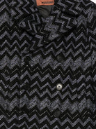 Blazer per bambina Missoni Kids nero doppiopetto con motivo zig zag - Rubino Kids