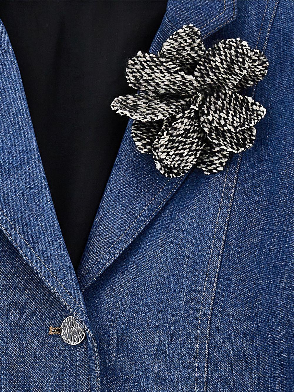 Blazer per bambina Monnalisa blu con spilla a fiori - Rubino Kids