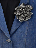 Blazer per bambina Monnalisa blu con spilla a fiori - Rubino Kids