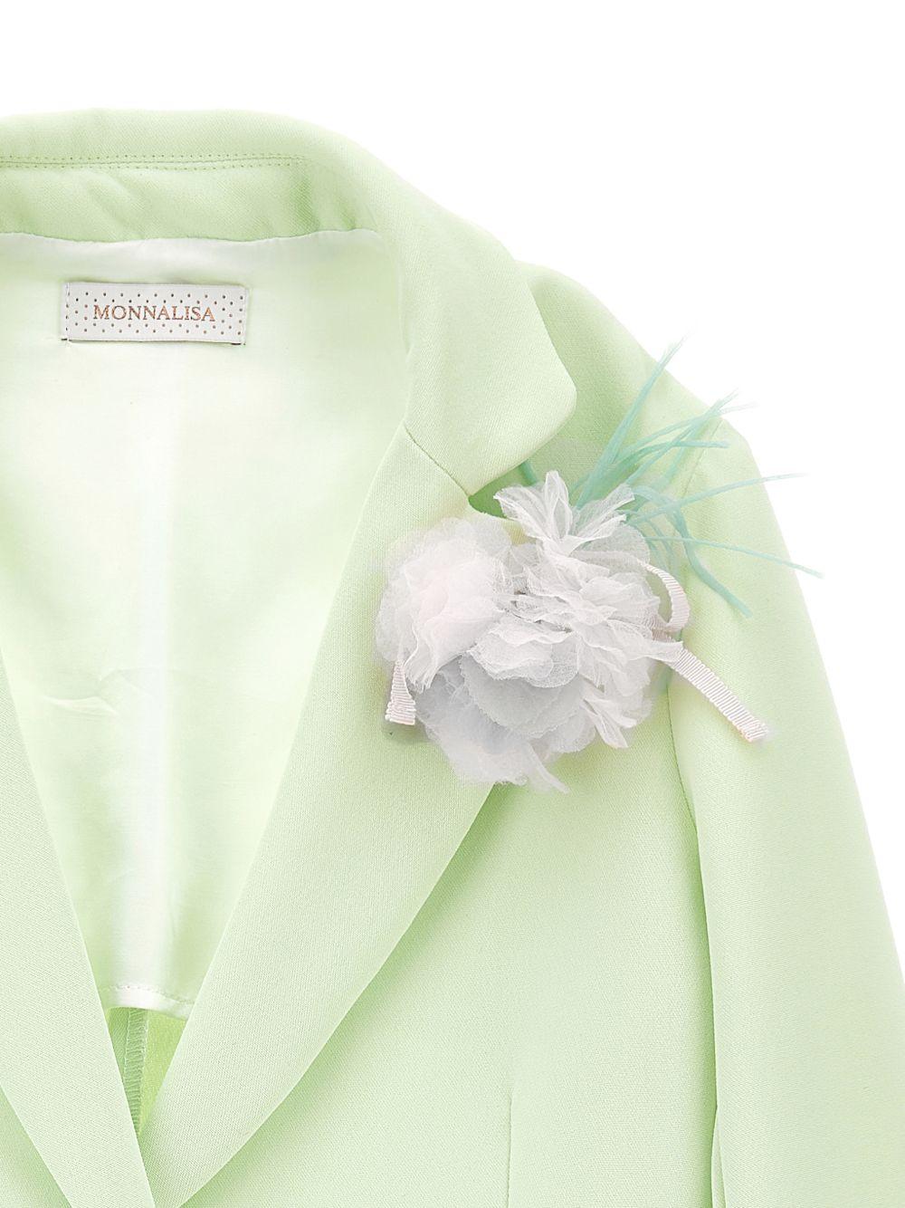 Blazer per bambina Monnalisa verde con applicazione fiore - Rubino Kids