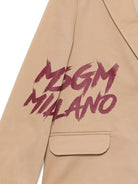 Blazer per bambina MSGM Kids beige con stampa logo - Rubino Kids