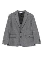 Blazer per bambino Dolce & Gabbana Kids grigio con motivo a spina di pesce - Rubino Kids