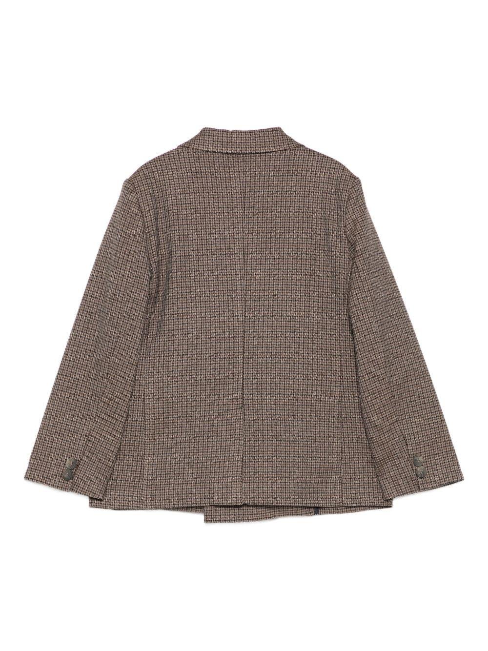 Blazer per bambino Paolo Pecora Kids marrone doppiopetto pied de poule - Rubino Kids