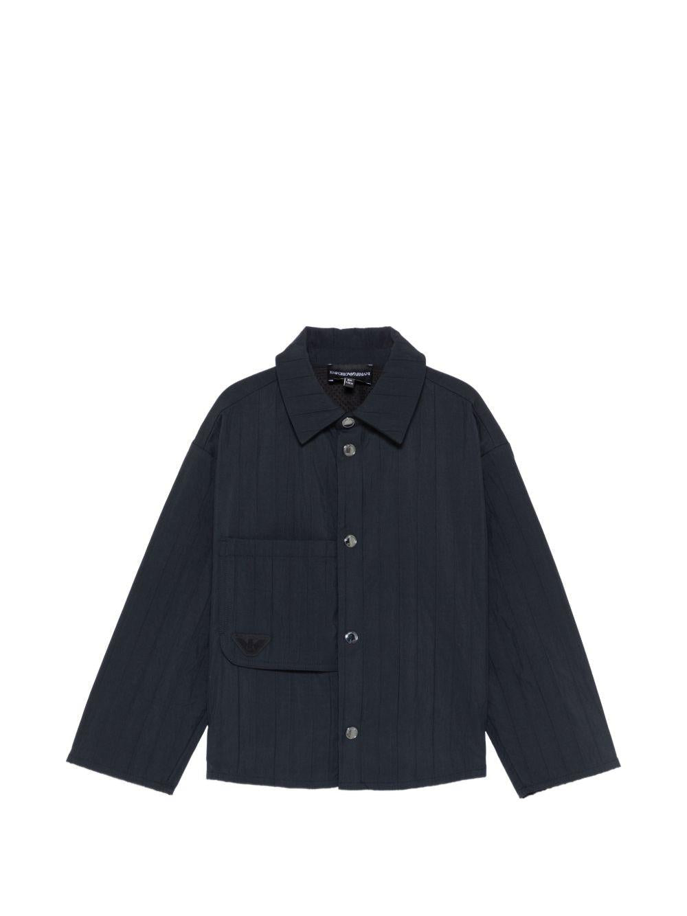 Blouson per bambino Emporio Armani Kids blu con motivo a righe - Rubino Kids