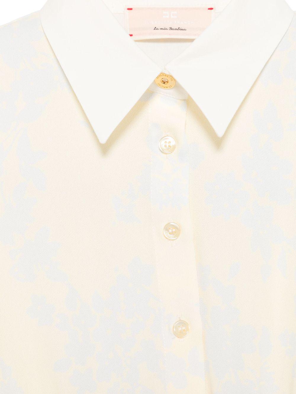 Blusa a fiori per bambina Elisabetta Franchi La Mia Bambina giallo con colletto classico - Rubino Kids