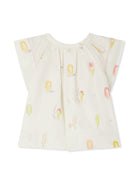 Blusa Alisia per neonata Bonpoint bianco con stampa grafica all - over - Rubino Kids