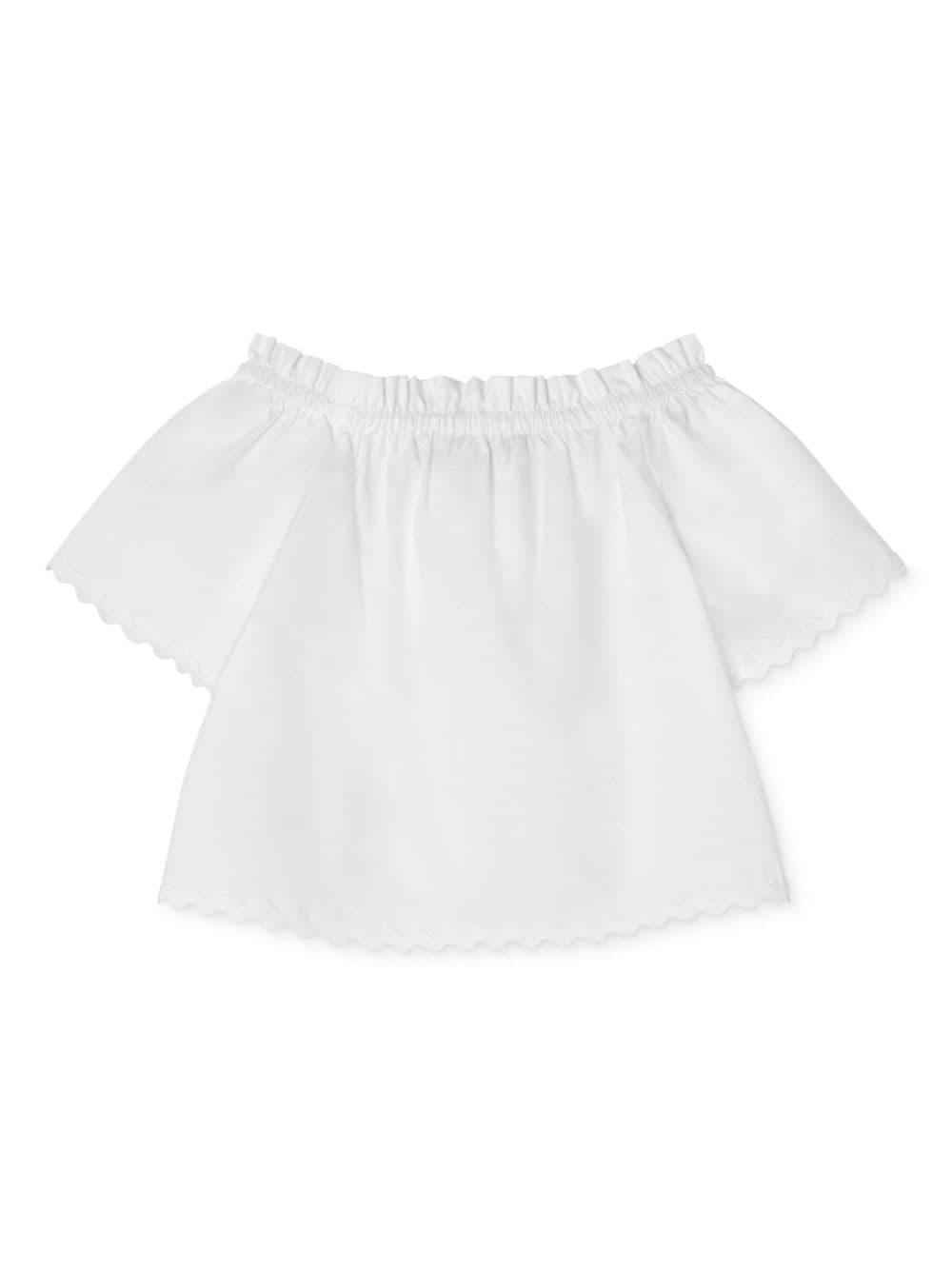 Blusa Medusa '95 in sangallo per bambina Versace Kids bianco con dettagli color oro - Rubino Kids