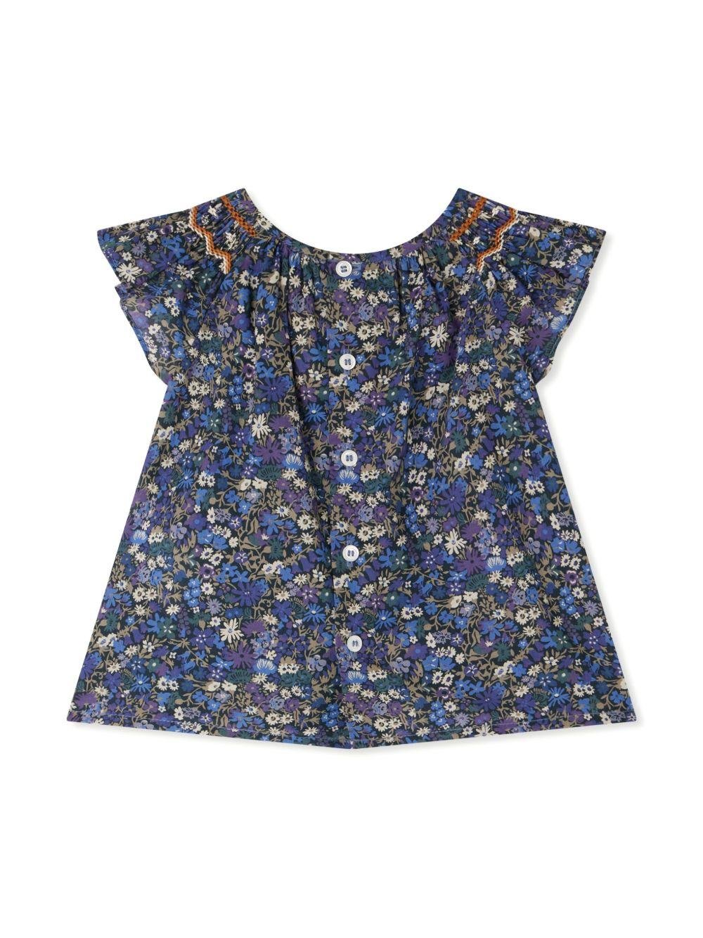 Blusa Noelle per neonata Bonpoint blu con scollo rotondo - Rubino Kids