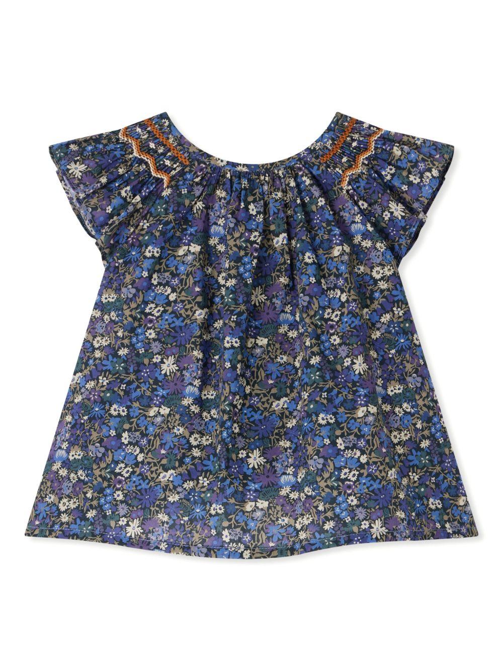 Blusa Noelle per neonata Bonpoint blu con scollo rotondo - Rubino Kids