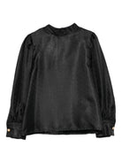 Blusa per bambina Balmain Kids nero con motivo geometrico e maniche a palloncino - Rubino Kids