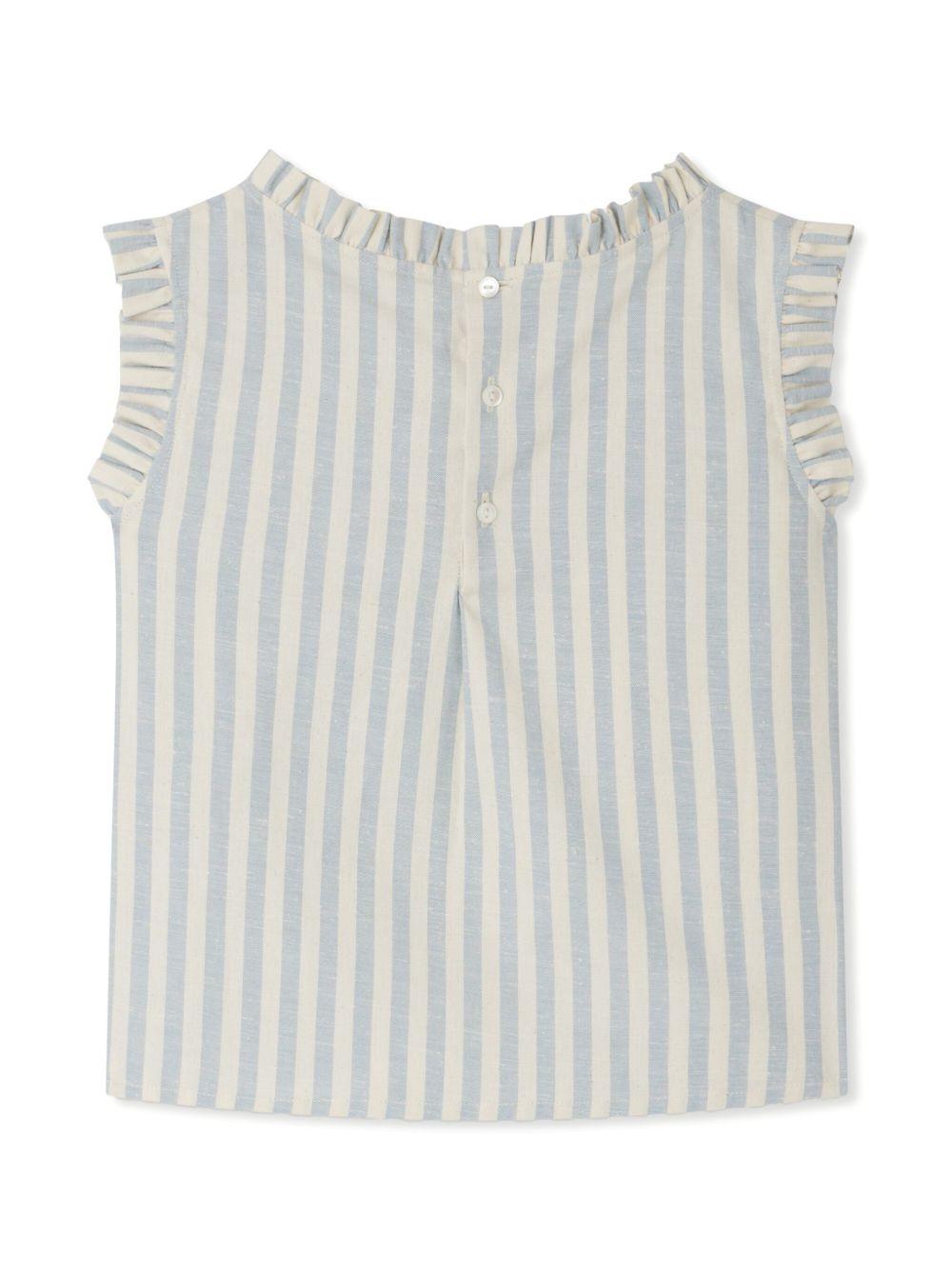 Blusa per bambina Bonpoint azzurro con motivo a righe - Rubino Kids