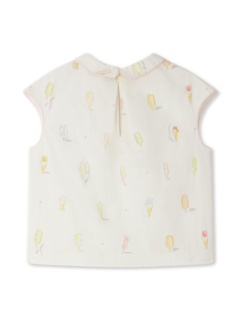 Blusa per bambina Bonpoint Elivia bianco con stampa grafica - Rubino Kids