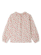 Blusa per bambina Bonpoint Gentile beige con stampa ciliegie - Rubino Kids