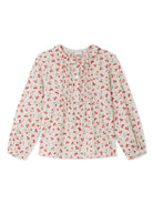 Blusa per bambina Bonpoint Gentile beige con stampa ciliegie - Rubino Kids