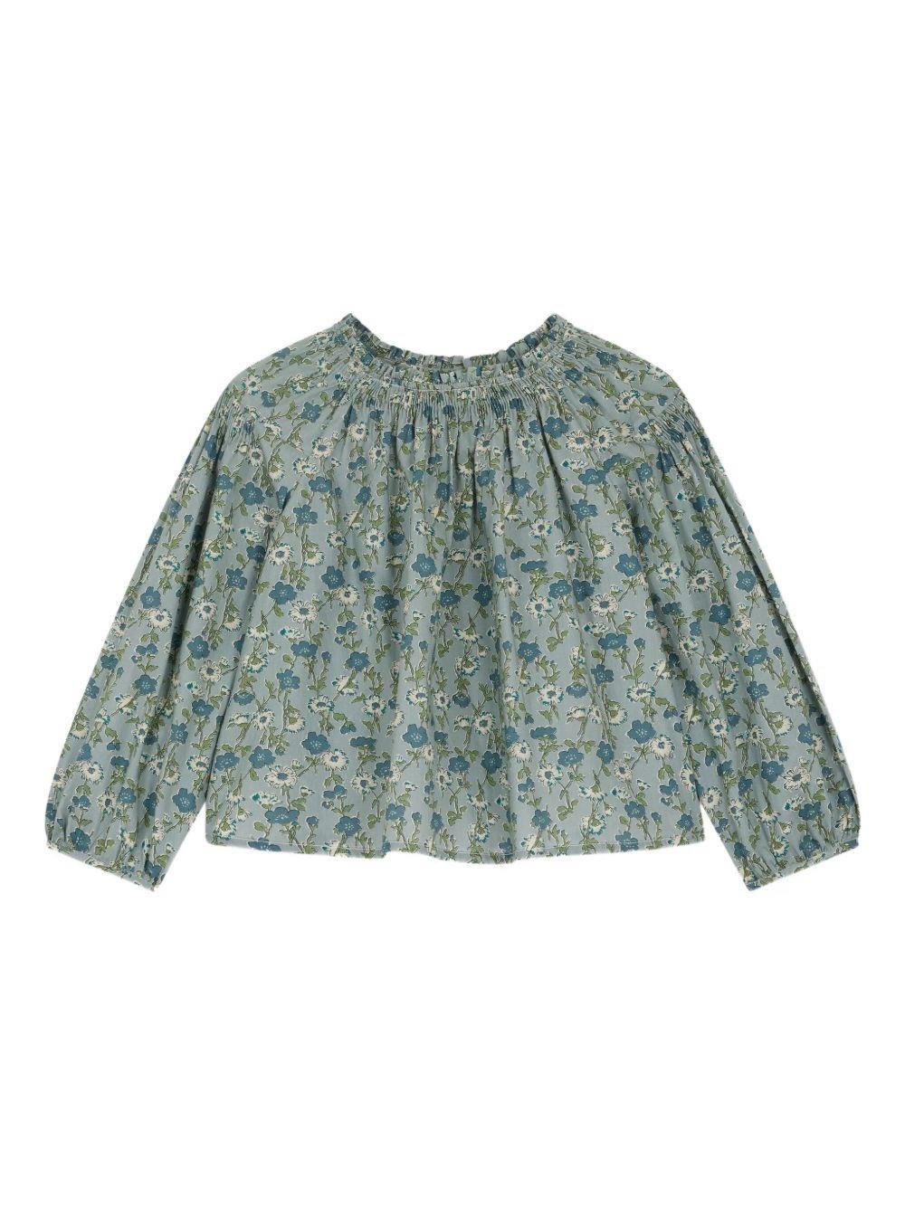 Blusa per bambina Bonpoint verde con stampa a fiori - Rubino Kids