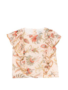 Blusa per bambina Etro Kids arancione chiaro con stampa a fiori - Rubino Kids