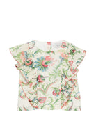 Blusa per bambina Etro Kids beige con stampa floreale - Rubino Kids