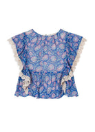 Blusa per bambina Louise Misha Kids blu con stampa grafica all - over - Rubino Kids