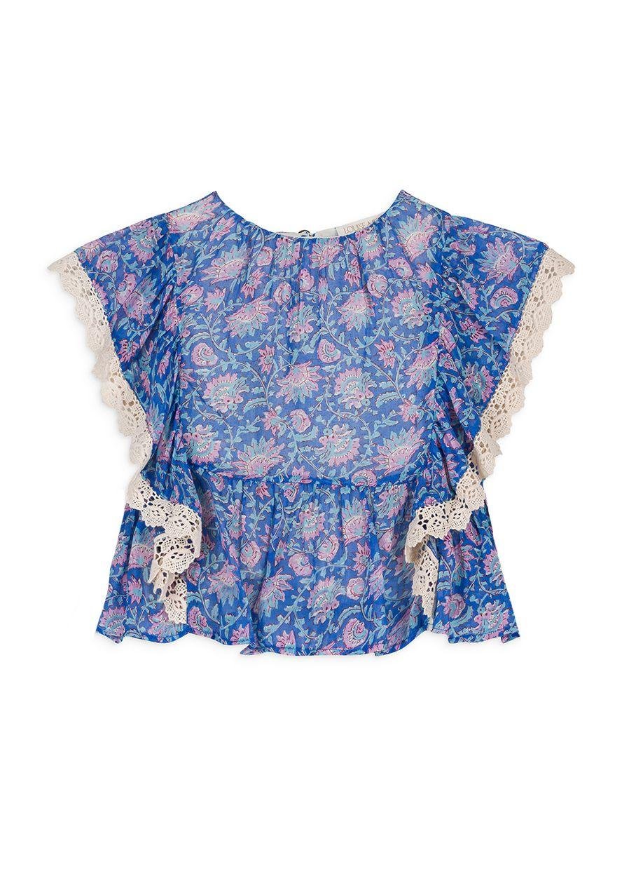 Blusa per bambina Louise Misha Kids blu con stampa grafica all - over - Rubino Kids